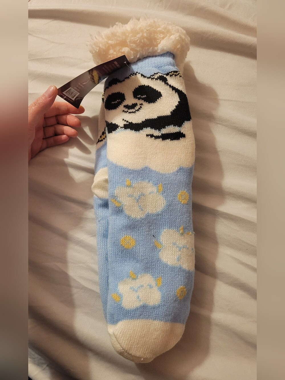 Cozy Blue Panda Fuzzy Slipper Socks